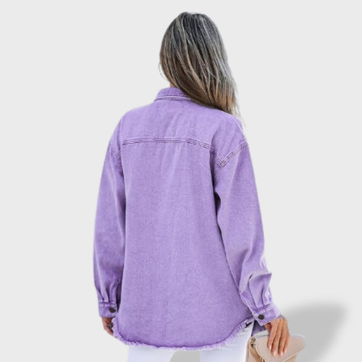 María™ | Chaqueta vaquera oversize para mujer con botones y bolsillos