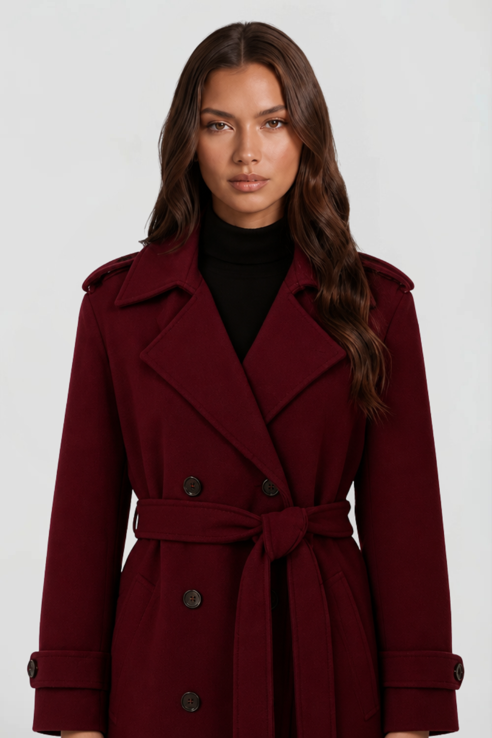 Abrigo trench largo de lana