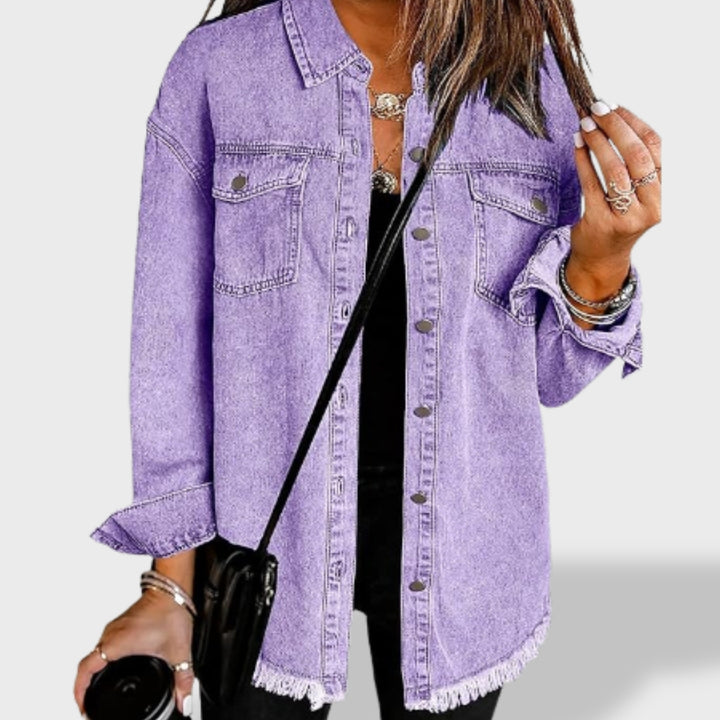 María™ | Chaqueta vaquera oversize para mujer con botones y bolsillos