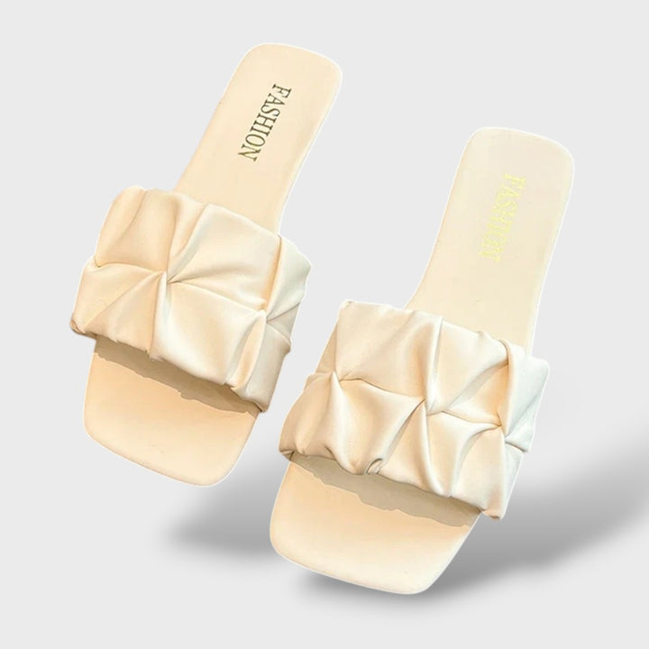 Sandalias Planas Tira Fruncida Estilo Coreano