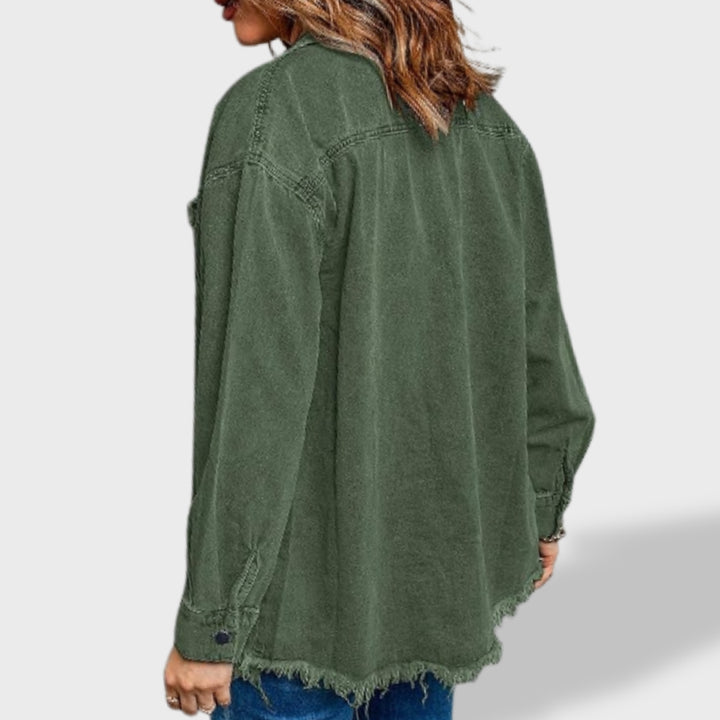 María™ | Chaqueta vaquera oversize para mujer con botones y bolsillos