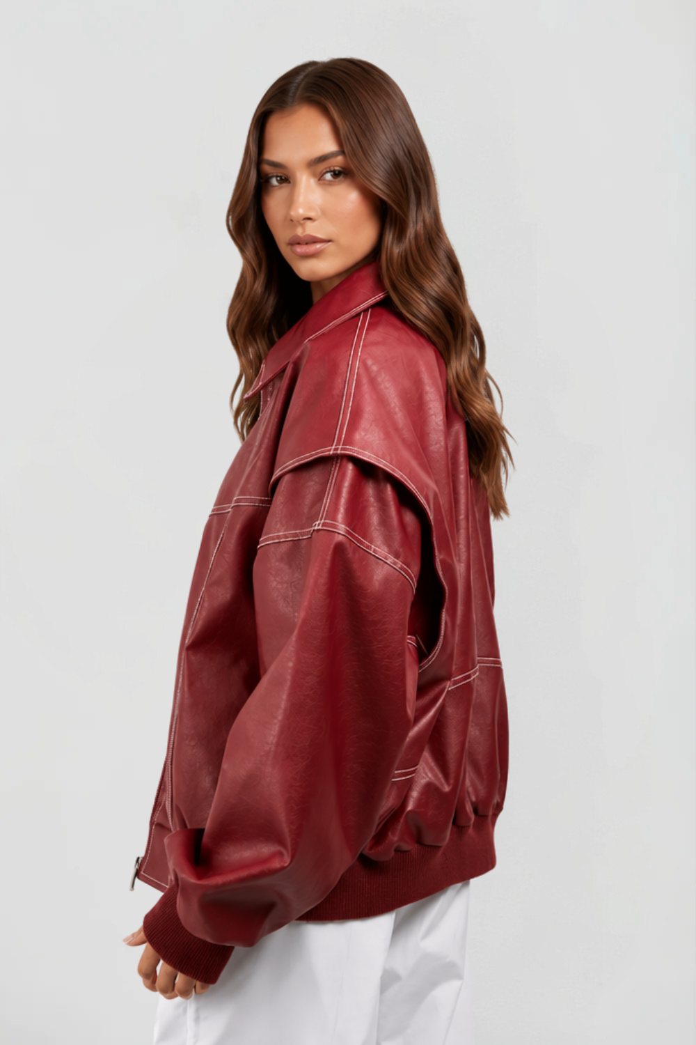 Chaqueta Bomber de Piel Oversize