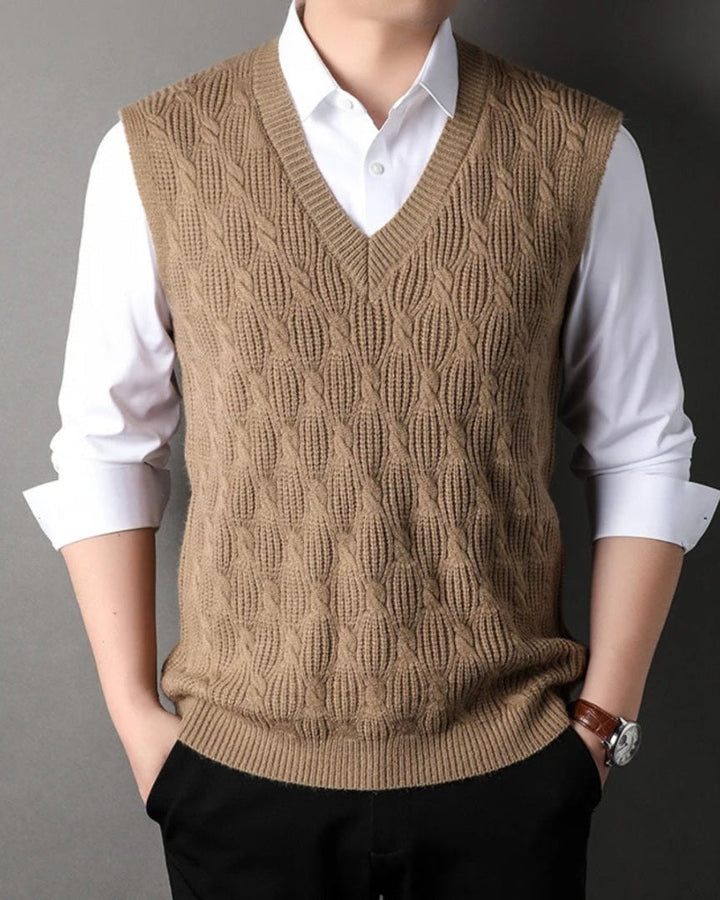 Chaleco de punto trenzado hombre