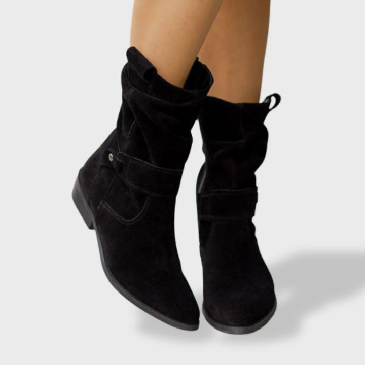 Lucía™ | Botines de Ante con Punta Redonda y Cremallera para Mujer
