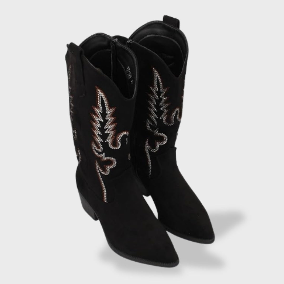 Sofía™ | Botas cowboy de mujer con bordado y tacón bajo