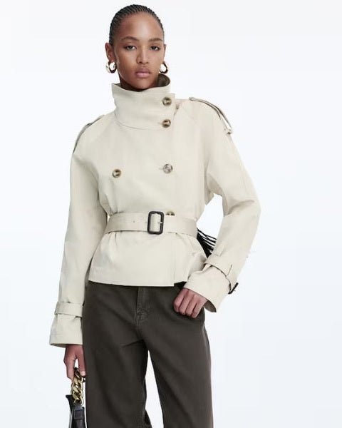 Trench Corto Cruzado de Twill