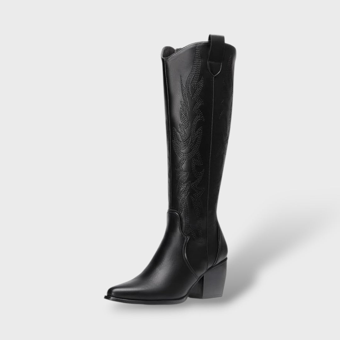 Botas de Cano Alto Femininas em Estilo Ocidental