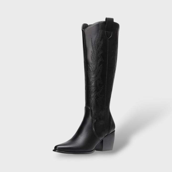Botas de Cano Alto Femininas em Estilo Ocidental