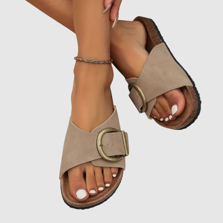 Sandalias de mujer en corcho con diseño de tiras ajustables