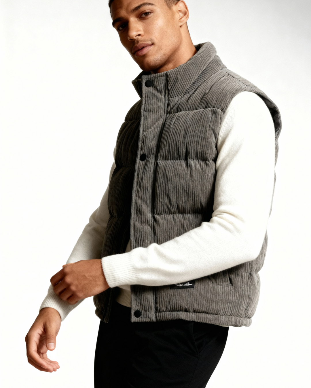 Chaleco acolchado de pana masculino