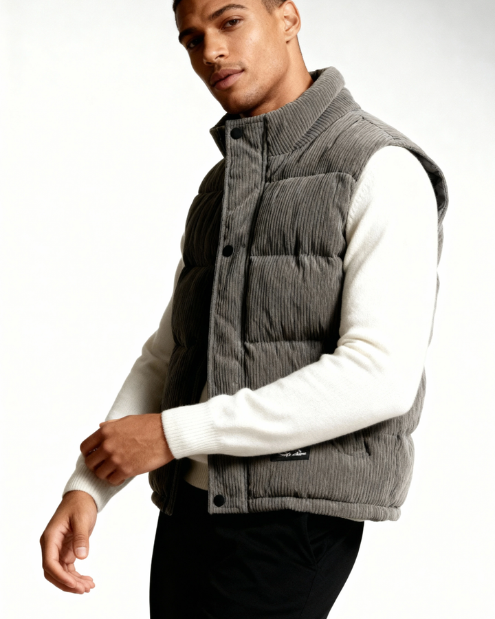 Chaleco acolchado de pana masculino