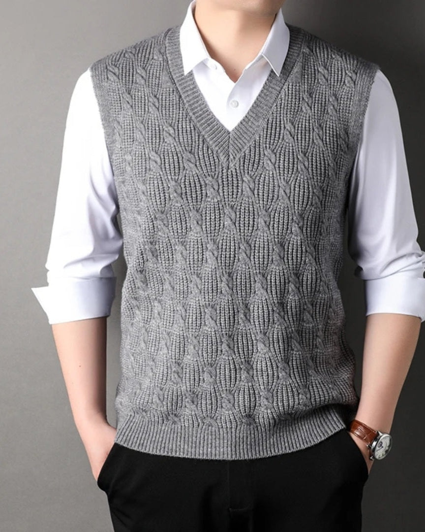 Chaleco de punto trenzado hombre