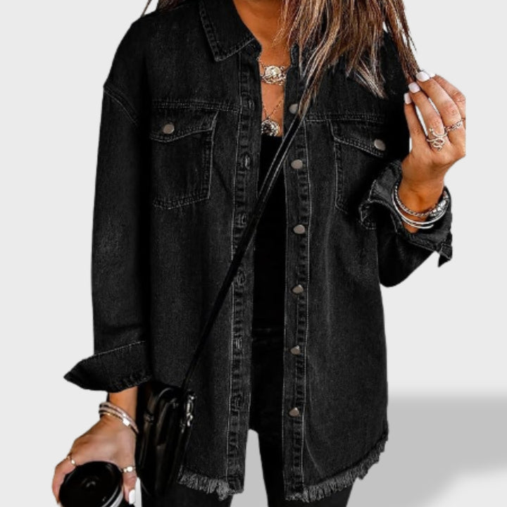 María™ | Chaqueta vaquera oversize para mujer con botones y bolsillos