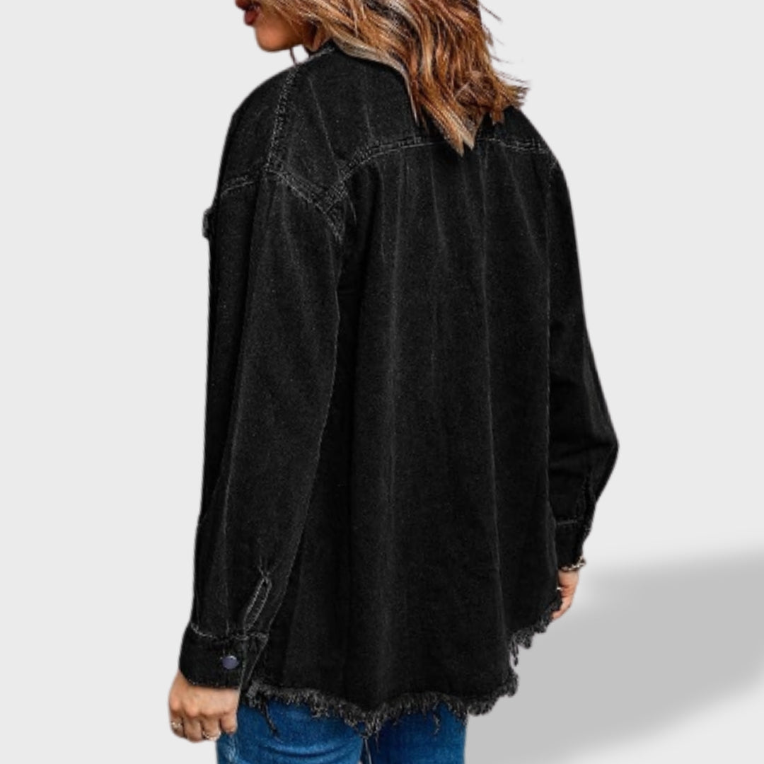 María™ | Chaqueta vaquera oversize para mujer con botones y bolsillos