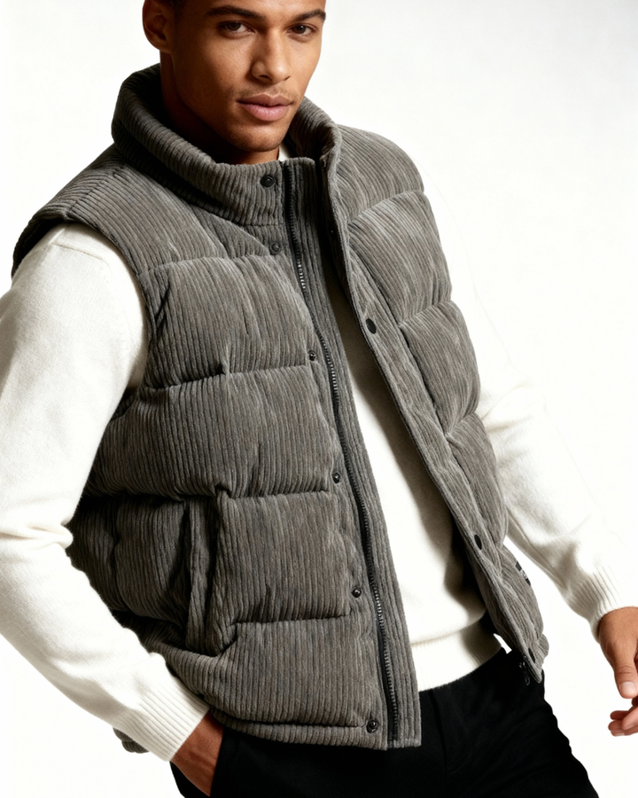 Chaleco acolchado de pana masculino