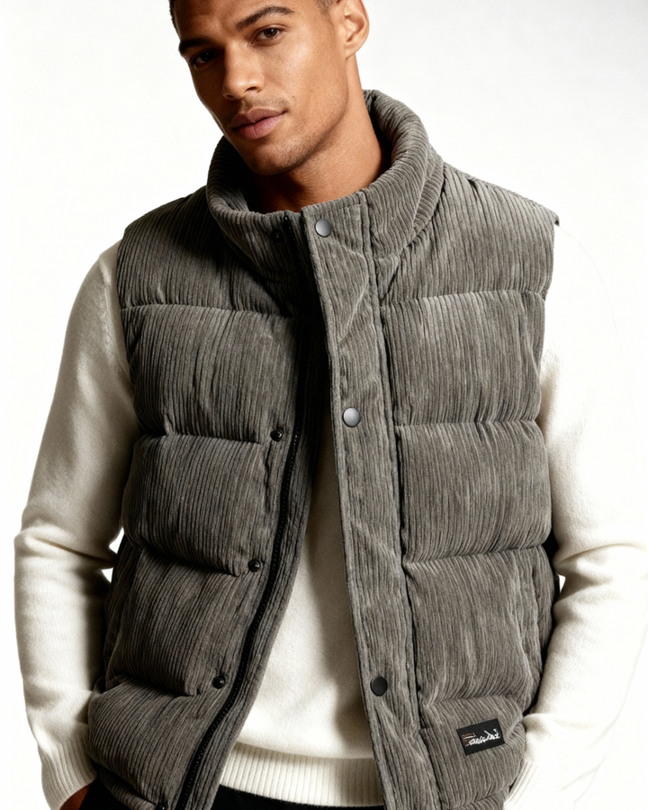 Chaleco acolchado de pana masculino