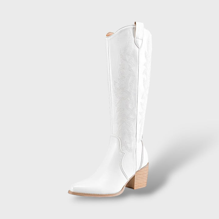 Botas de Cano Alto Femininas em Estilo Ocidental