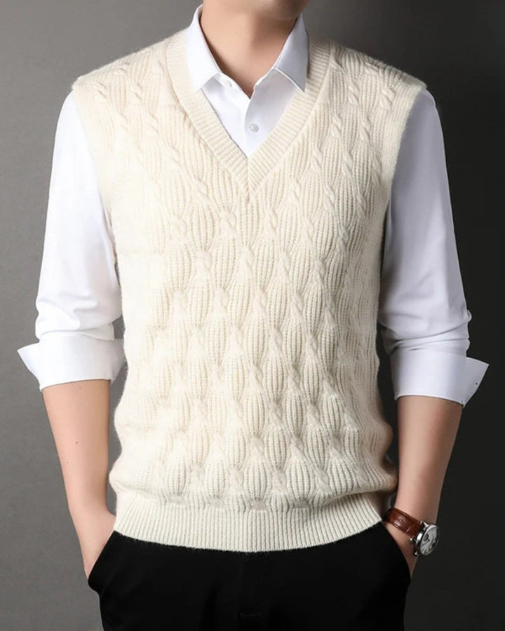 Chaleco de punto trenzado hombre