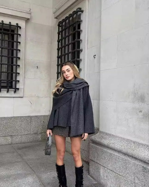 Chaqueta de lana drapeada femenina