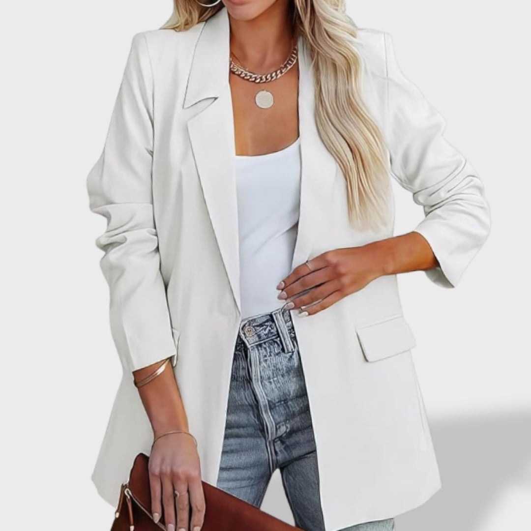 Sofía™ | Blazer elegante de mujer con abertura frontal y cuello de solapa.