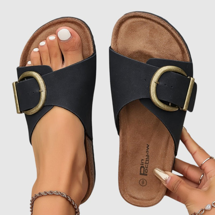 Sandalias de mujer en corcho con diseño de tiras ajustables