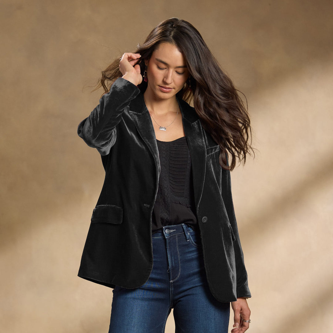Blazer de terciopelo corte entallado