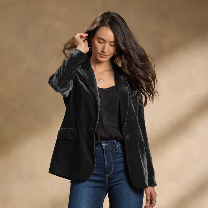 Blazer de terciopelo corte entallado