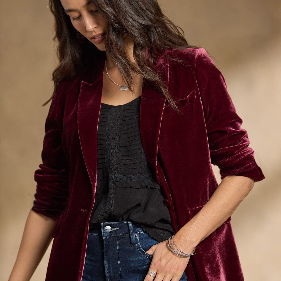 Blazer de terciopelo corte entallado