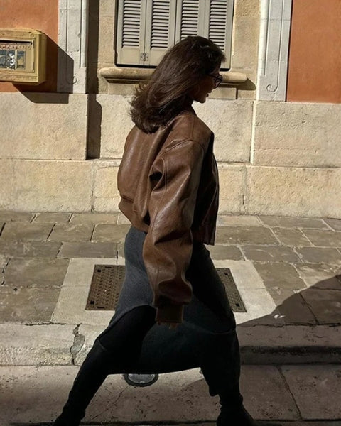 Bomber Corta de Piel Vegana