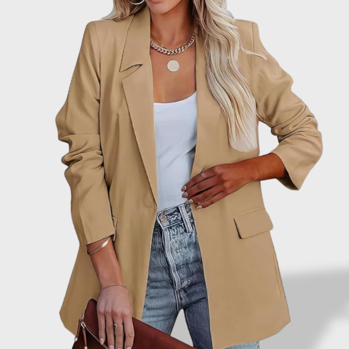 Sofía™ | Blazer elegante de mujer con abertura frontal y cuello de solapa.
