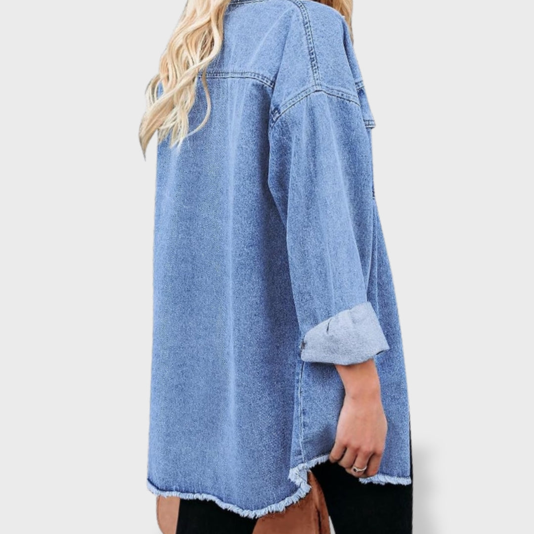 María™ | Chaqueta vaquera oversize para mujer con botones y bolsillos