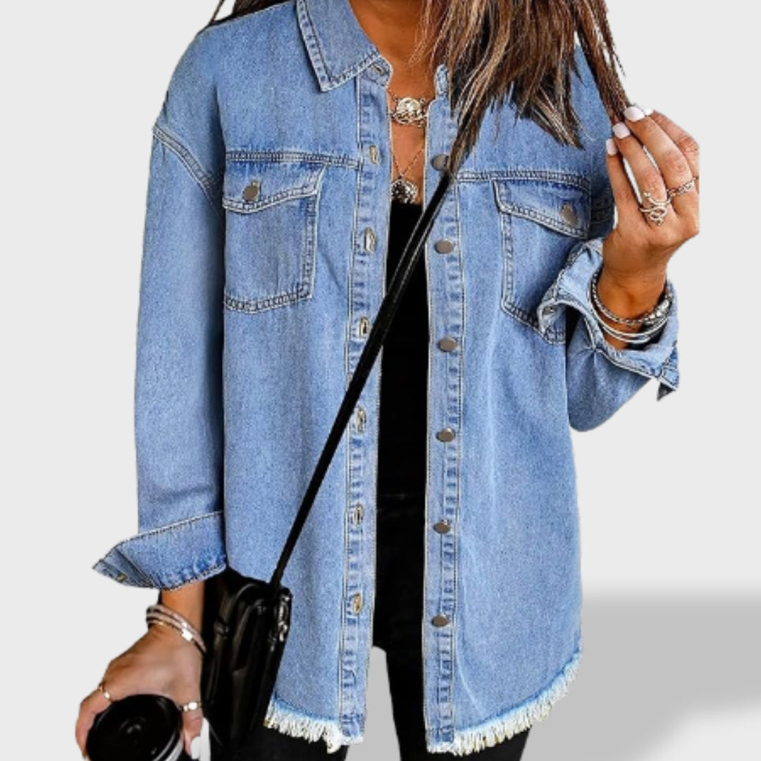 María™ | Chaqueta vaquera oversize para mujer con botones y bolsillos