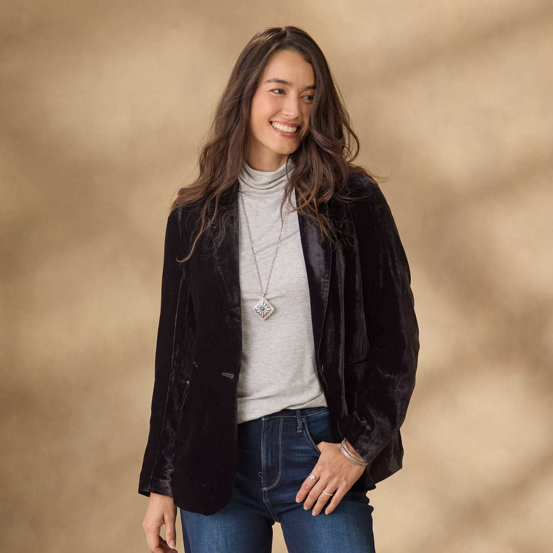 Blazer de terciopelo corte entallado