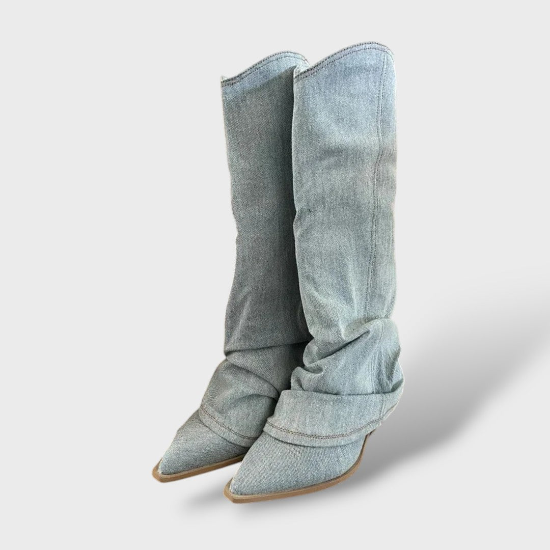 Botas Altas Vaqueras Mujer Denim
