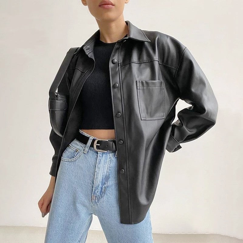 Chaqueta de PU estilo utility
