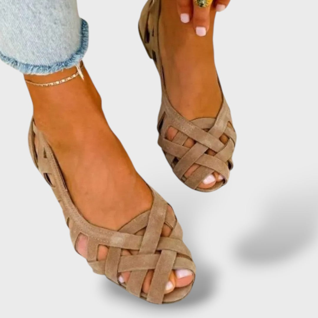 Sandalias Tacón Bajo Tiras Cruzadas Mujer
