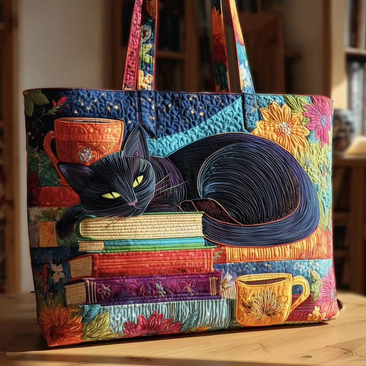 JULIA | BOLSO DE GATO NEGRO HECHO A MANO CON LIBROS Y TAZAS