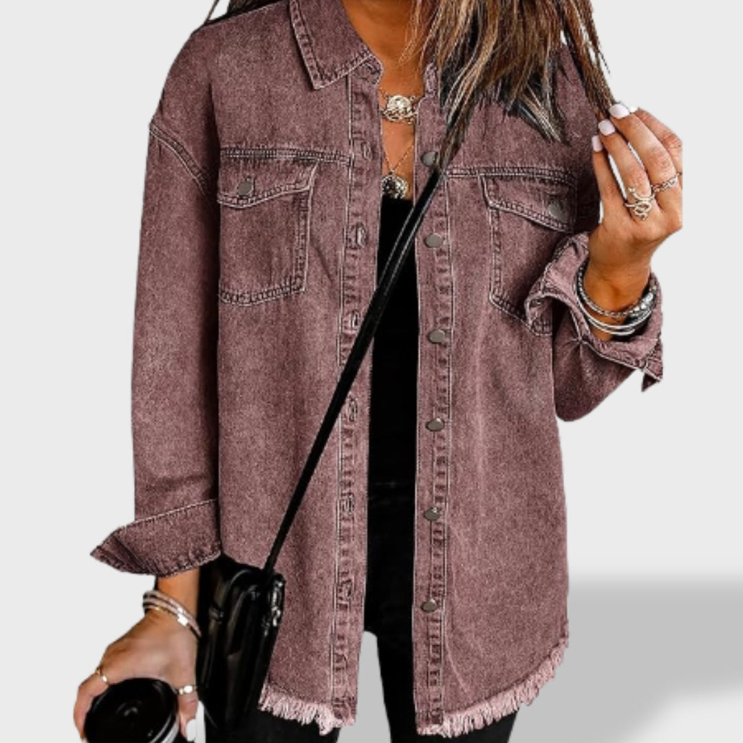 María™ | Chaqueta vaquera oversize para mujer con botones y bolsillos