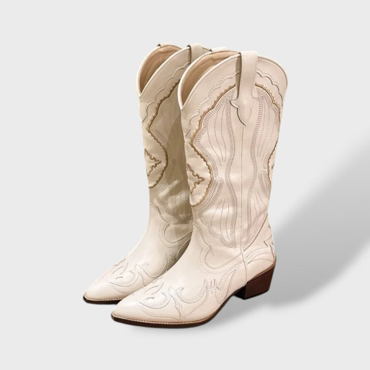Botas Cowboy Mujer Tacón Cuadrado Bordadas