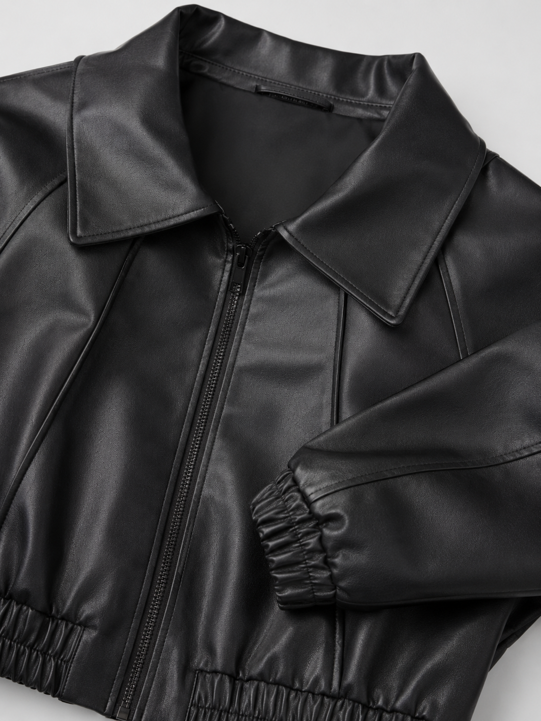 Chaqueta biker corta efecto piel
