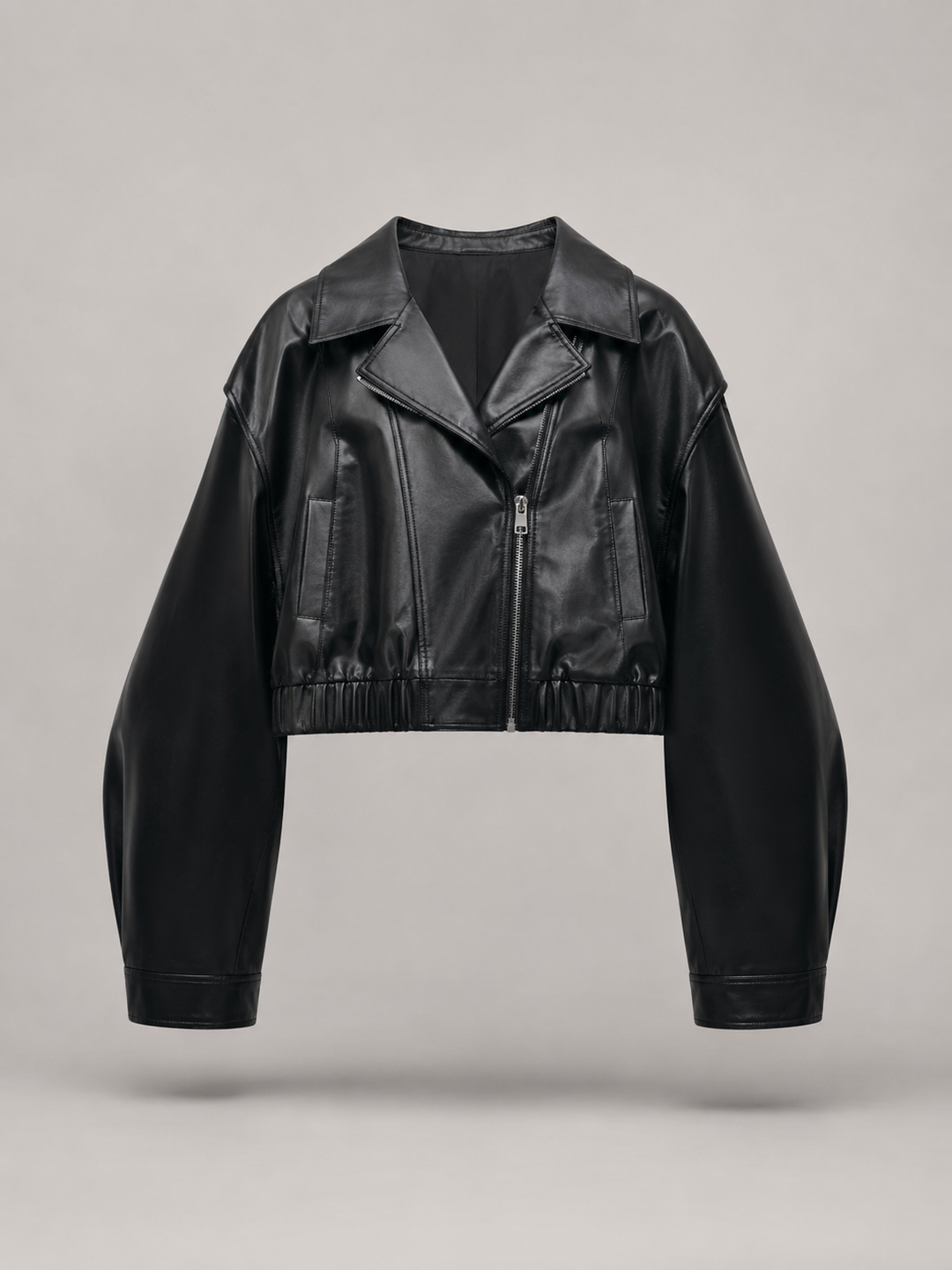 Chaqueta biker corta efecto piel