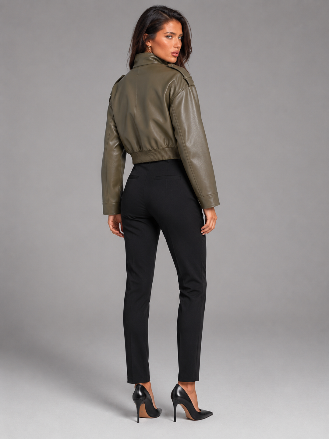 Chaqueta Corta Efecto Piel Utility