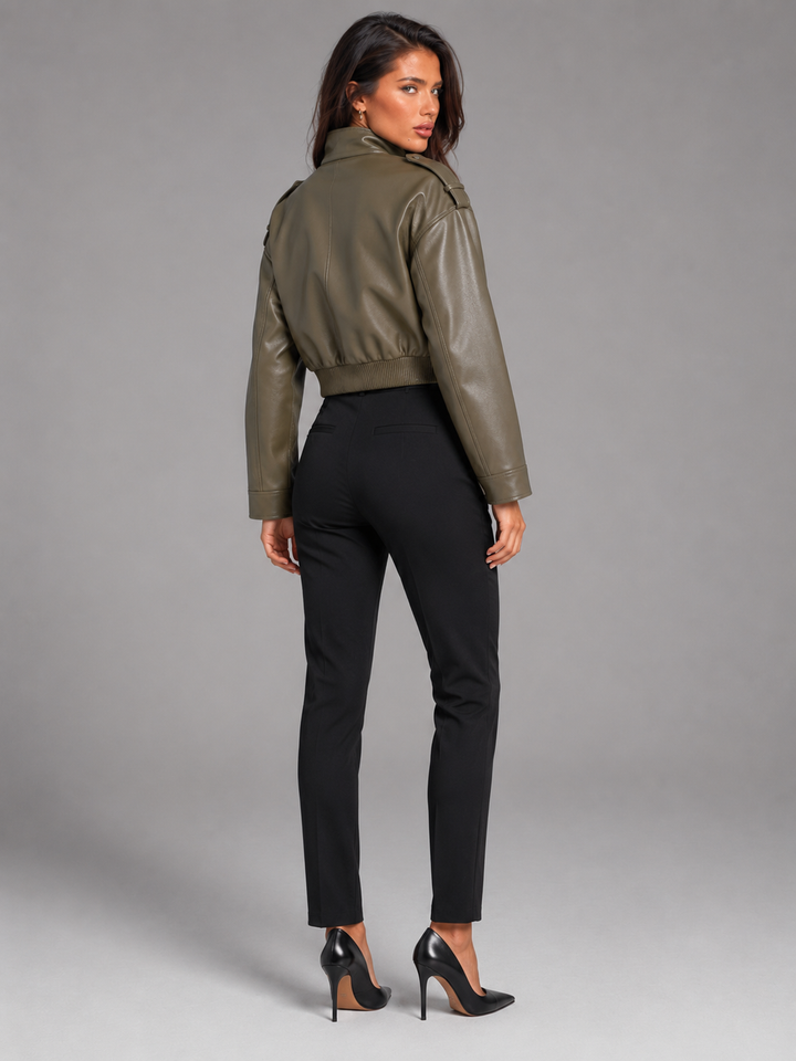 Chaqueta Corta Efecto Piel Utility