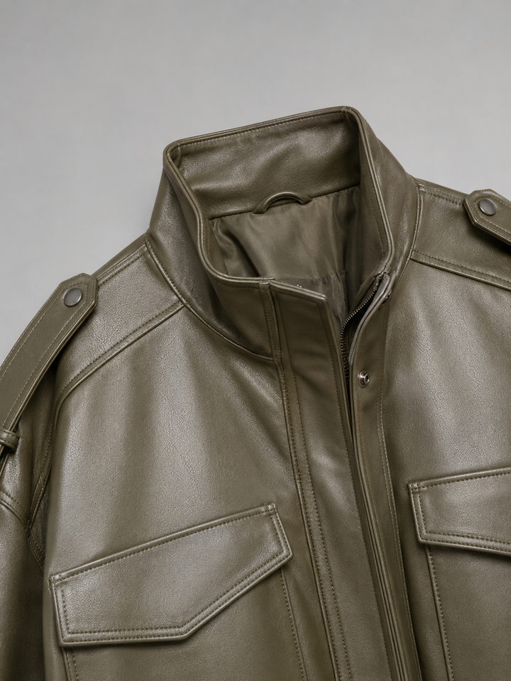 Chaqueta Corta Efecto Piel Utility