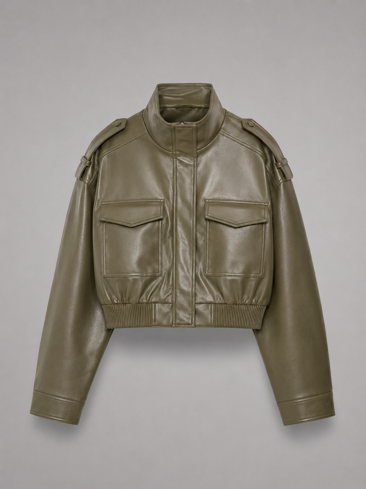 Chaqueta Corta Efecto Piel Utility