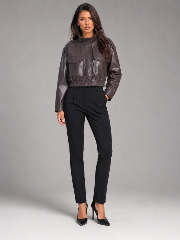 Chaqueta Corta Efecto Piel Utility