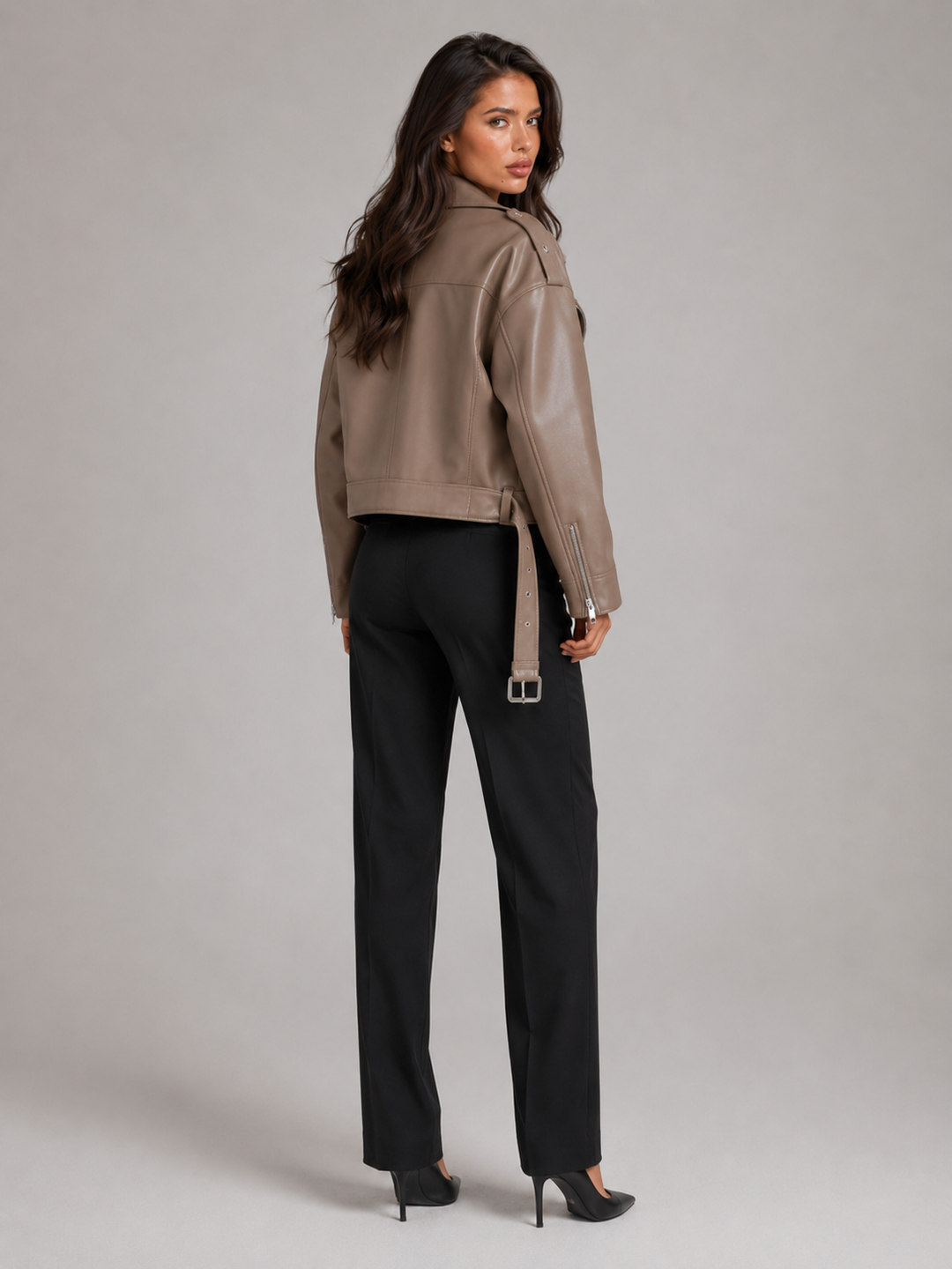 Chaqueta Biker Oversize Efecto Piel