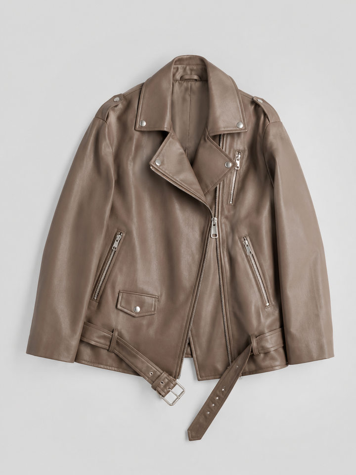 Chaqueta Biker Oversize Efecto Piel