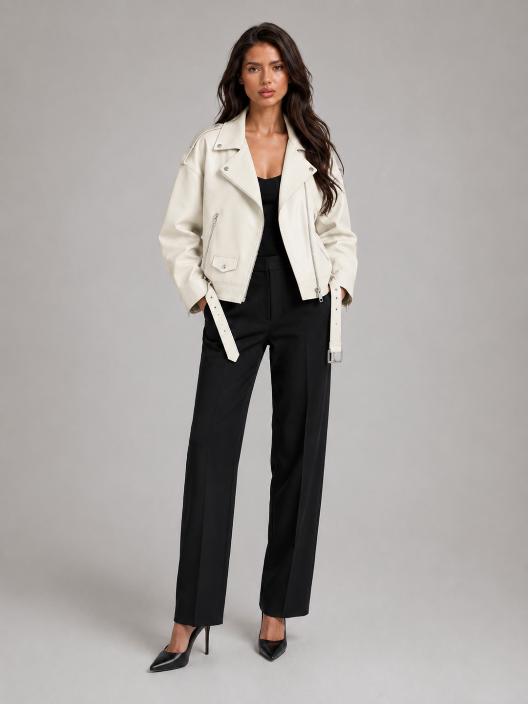 Chaqueta Biker Oversize Efecto Piel