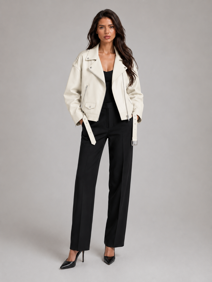 Chaqueta Biker Oversize Efecto Piel